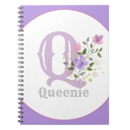 Monogram & naam met bloemen notitieboek