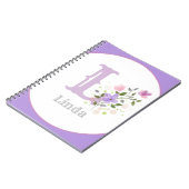 Monogram & Naam met Bloemen Notitieboek (Linkerzijde)