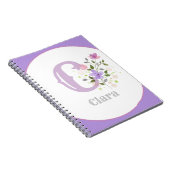 Monogram & naam met bloemen notitieboek (Rechterzijde)