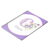 Monogram & naam met bloemen notitieboek (Linkerzijde)