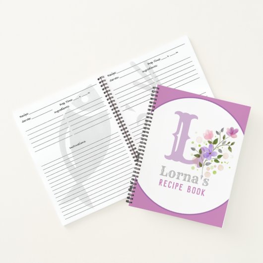 Monogram & Naam met Bloemen Notitieboek (Binnen)