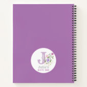 Monogram & naam met bloemen notitieboek (Achterkant)