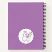Monogram & naam met bloemen notitieboek (Achterkant)
