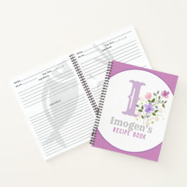 Monogram & naam met bloemen notitieboek