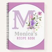 Monogram & naam met bloemen notitieboek (Voorkant)