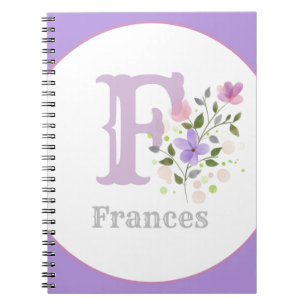 Monogram & naam met bloemen notitieboek