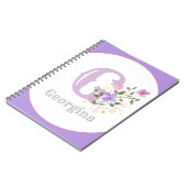 Monogram & naam met bloemen notitieboek (Linkerzijde)