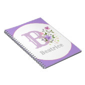 Monogram & naam met bloemen notitieboek (Rechterzijde)