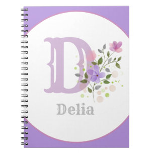 Monogram & naam met bloemen notitieboek