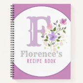 Monogram & naam met bloemen notitieboek (Voorkant)