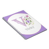 Monogram & naam met bloemen notitieboek (Rechterzijde)