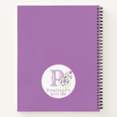 Monogram & naam met bloemen notitieboek (Achterkant)