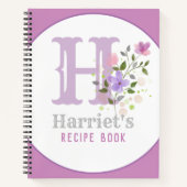 Monogram & Naam met Bloemen Notitieboek (Voorkant)
