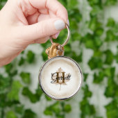 Monogram naam met bruine bladeren sleutelhanger (Hand)