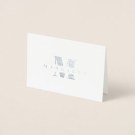 Monogram naam met dikke beginletter folie kaarten