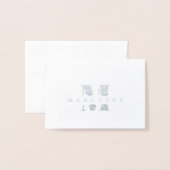 Monogram naam met dikke beginletter folie kaarten (Voorkant met envelop)