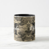 Monogram Naam Militair Camouflage Gold Glitter Mok (Midden)