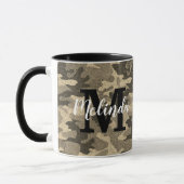 Monogram Naam Militair Camouflage Gold Glitter Mok (Links)