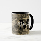Monogram Naam Militair Camouflage Gold Glitter Mok (Voorkant rechts)