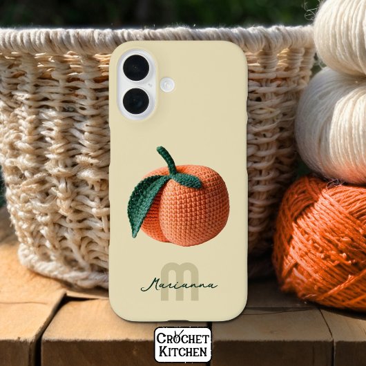 Monogram Naam Minimale moderne gehaakte perzik Case-Mate iPhone Case