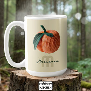 Monogram Naam Minimale moderne gehaakte perzik Koffiemok
