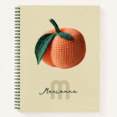 Monogram Naam Minimale moderne gehaakte perzik Notitieboek (Voorkant)