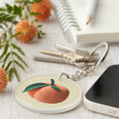 Monogram Naam Minimale moderne gehaakte perzik Sleutelhanger (Voorkant Rechts)