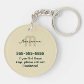 Monogram Naam Minimale moderne gehaakte perzik Sleutelhanger (Achterkant)