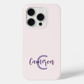 Monogram naam Minimalist Solid Blush Case-Mate iPhone Case (Achterkant)