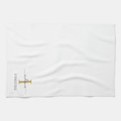 Monogram naam minimalistisch Gold Grey Script Aang Theedoek (Horizontaal)