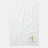 Monogram naam minimalistisch Gold Grey Script Aang Theedoek (Verticaal)