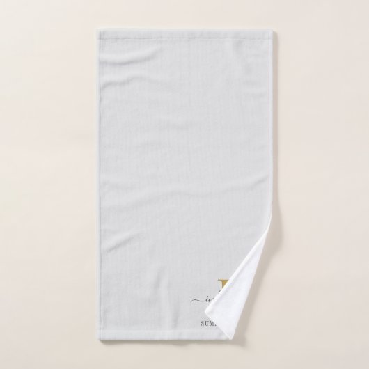 Monogram Naam minimalistisch Gold Grey Script Bad Handdoek (Handdoek)