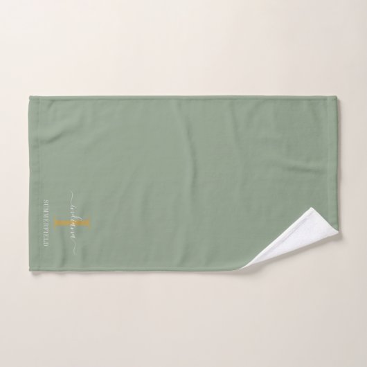 Monogram Naam Minimalistisch Gold White Script Bad Handdoek (Handdoek)