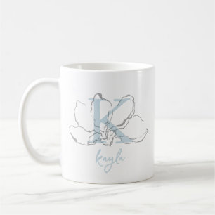 Monogram & Naam Minimalistische Moderne Bloemensch Koffiemok