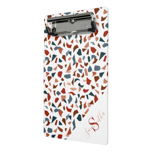 Monogram & Naam Modern Abstract Terrazzo Patroon M Mini Klembord (Angled2)