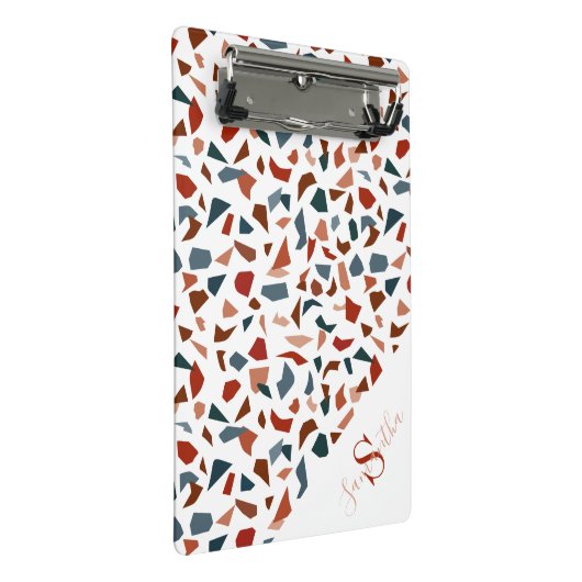 Monogram & Naam Modern Abstract Terrazzo Patroon M Mini Klembord (Schuin)
