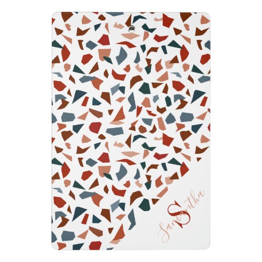 Monogram & Naam Modern Abstract Terrazzo Patroon M Mini Klembord (Achterkant)
