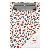 Monogram & Naam Modern Abstract Terrazzo Patroon M Mini Klembord (Voorkant)