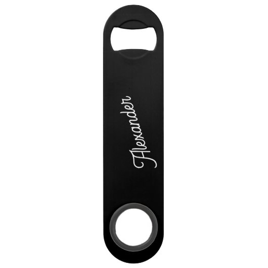 Monogram naam Modern Black Speed Flessenopener (Achterkant)