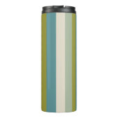 Monogram & naam Modern Blauwgroen Olive Stripes Pa Thermosbeker (Achterkant)