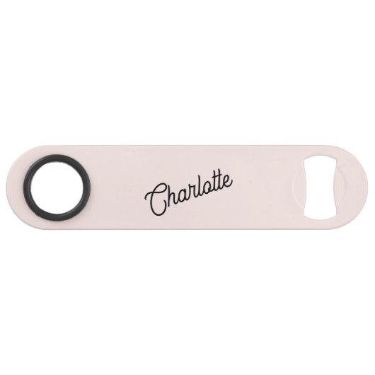 Monogram Naam Modern Blush Pink Speed Flessenopener (Voorkant (Horizontaal))