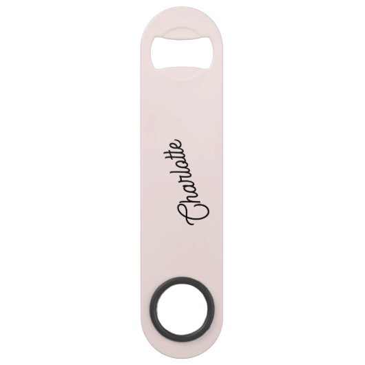 Monogram Naam Modern Blush Pink Speed Flessenopener (Voorkant)