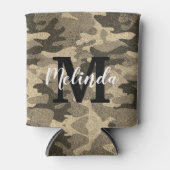 Monogram naam Modern Camouflage Glitter Party Blikjeskoeler (Voorkant)