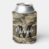 Monogram naam Modern Camouflage Glitter Party Blikjeskoeler (Blikje Achterkant)