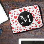 Monogram naam Modern Cute Red Heart Pattern-laptop Laptop Sleeve<br><div class="desc">Monogram</div>