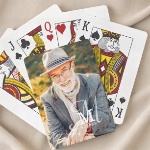 Monogram Naam Modern Elegant Aangepaste Foto Pokerkaarten