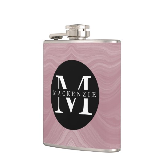 Monogram Naam Modern Elegant Marble Cute Chic Heupfles (Links)