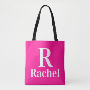 Monogram Naam Modern Hot Pink Tote Bag