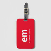 Monogram Naam Modern Minimaal Rode Bagage Label (Voorkant (verticaal))
