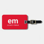 Monogram Naam Modern Minimaal Rode Bagage Label (Voorkant horizontaal)